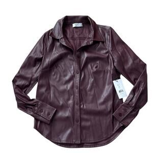 Bailey 44 Ellana Vegan Leather Top Burgundy XS NWT